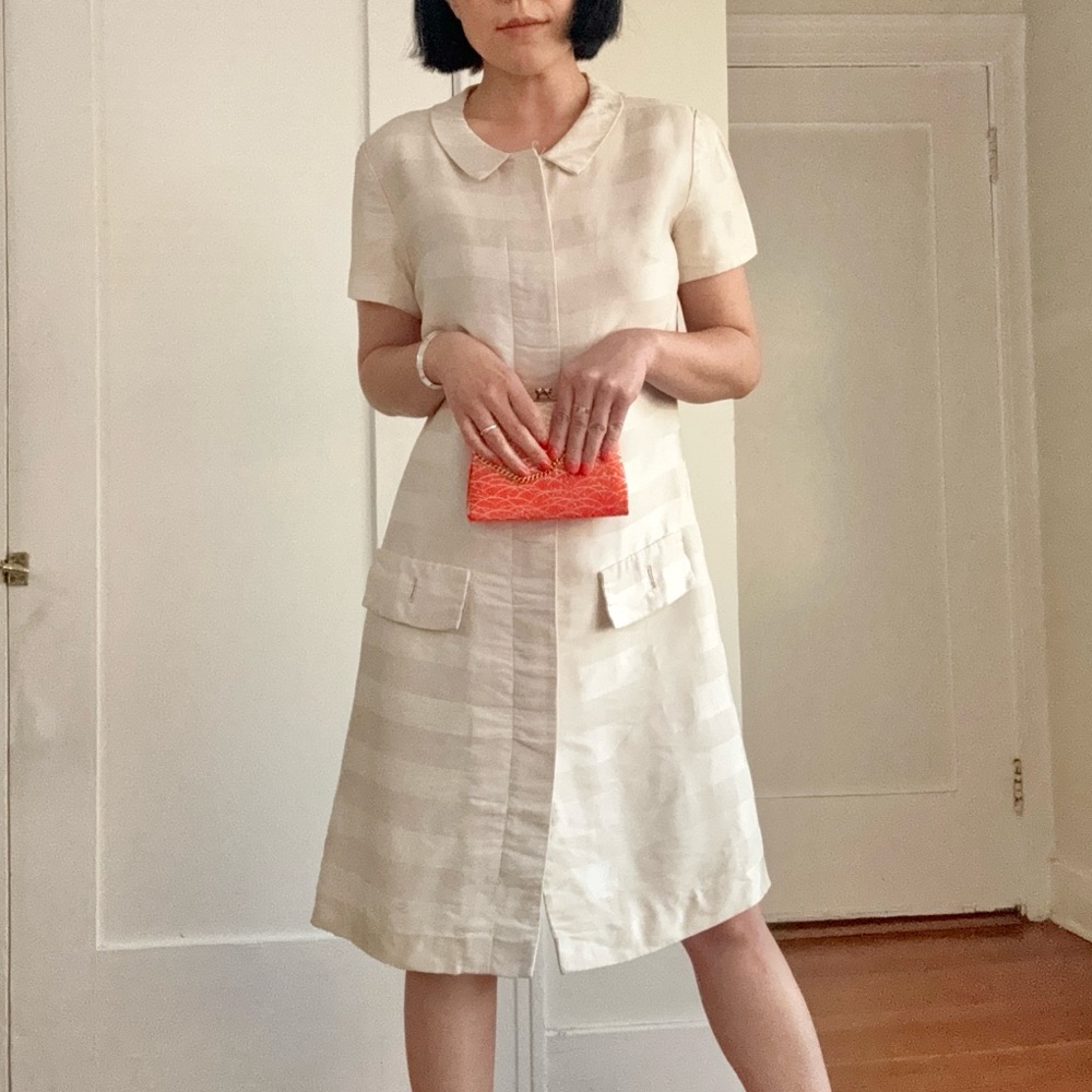 SOLD Vintage Midcentury John of California Striped Midi Dress